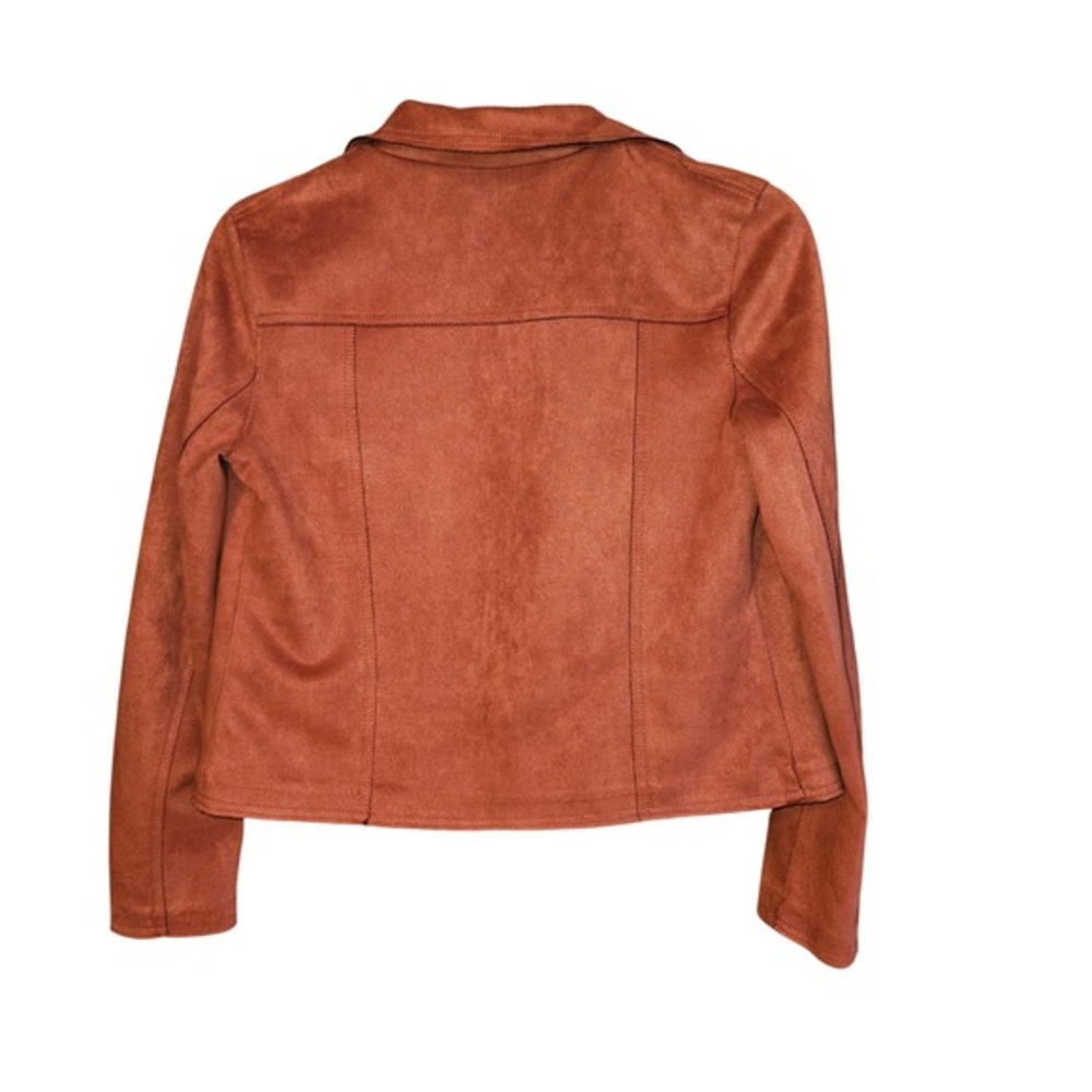 Philosophy Womens Faux Suede Moto Jacket Cognac Rust Brown Zip Front Size S - Picture 2 of 8